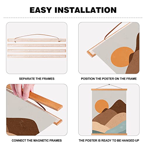 18x24 Poster Frame, Magnetic Light Wood Frame Hanger for Photo Picutre Canvas Artwork Art print Wall Hanging (1 Pack, 18")